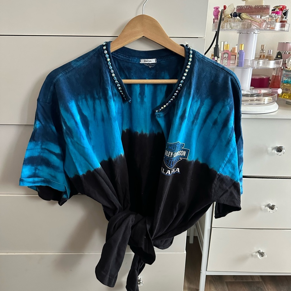 Harley-Davidson Blue and Black Tie-Dye Short Sleeve Tee